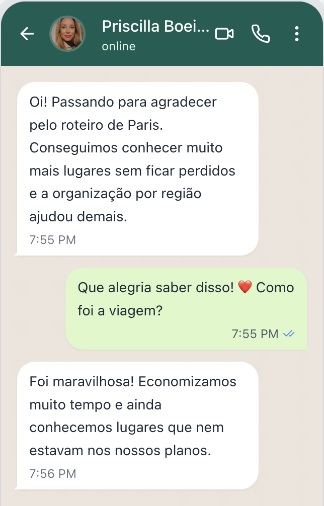 Depoimento de Romana no WhatsApp
